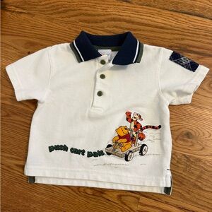 Vintage Disney Baby Winnie the Pooh Tigger Push Cart Pals Polo Shirt Size 18M